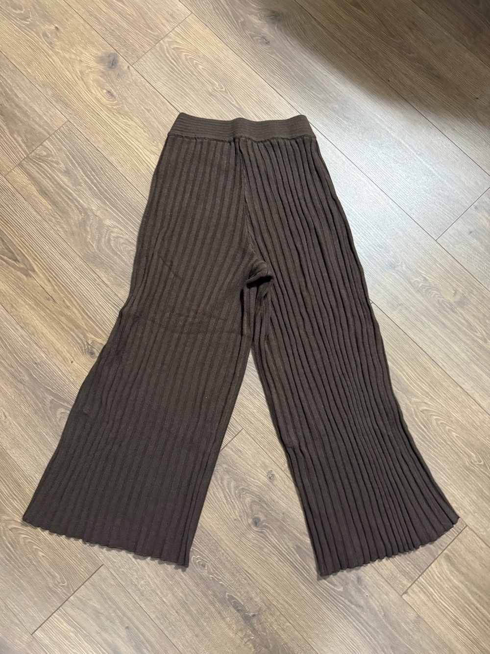 WeWoreWhat Brown Ribbed Wide Leg Knit Lounge Sweater Pants Size Medium⁠ - Picture 4 of 7